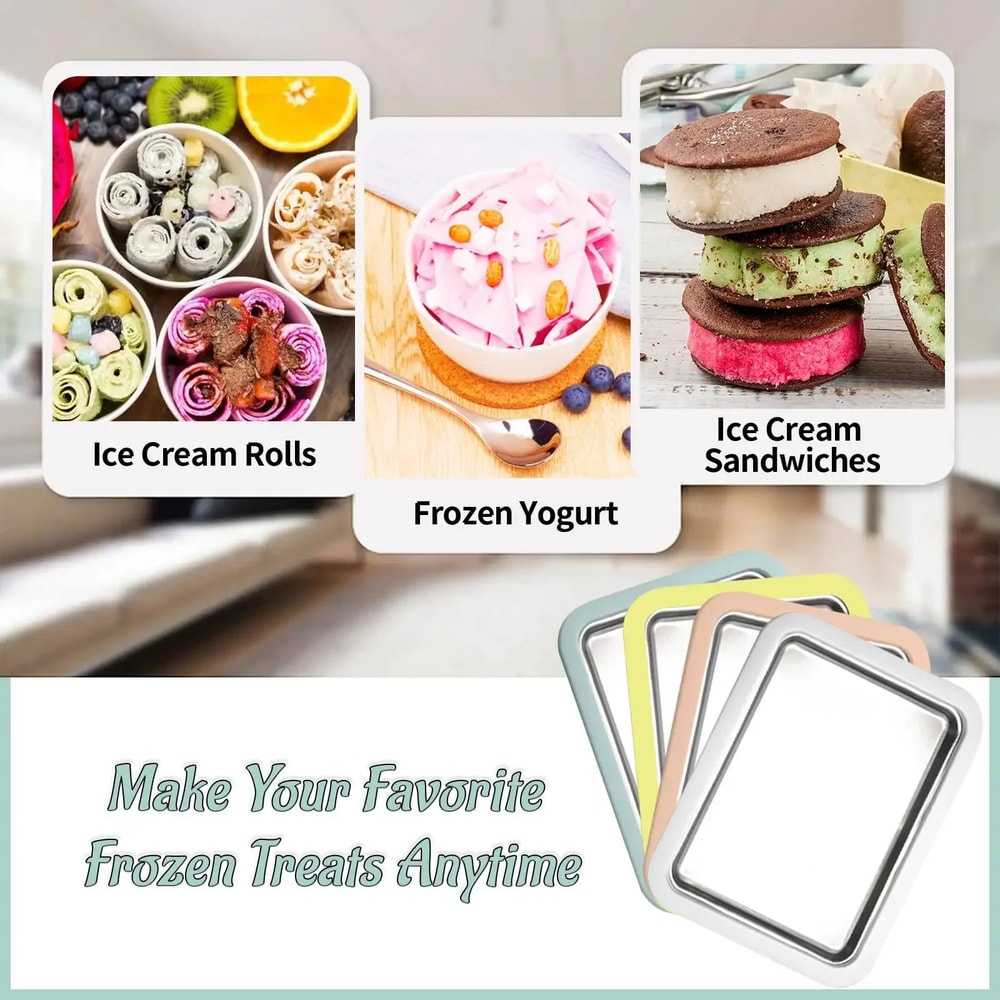 Rolled Ice Cream Maker DIY Cold Sweet Treat Pan For Home 4