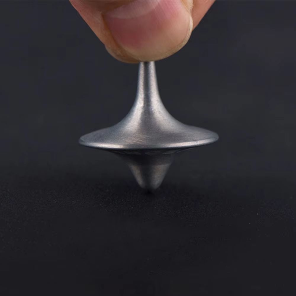 Metal Gyro Precision Silver Spinning Top With Movie Totem Print 2