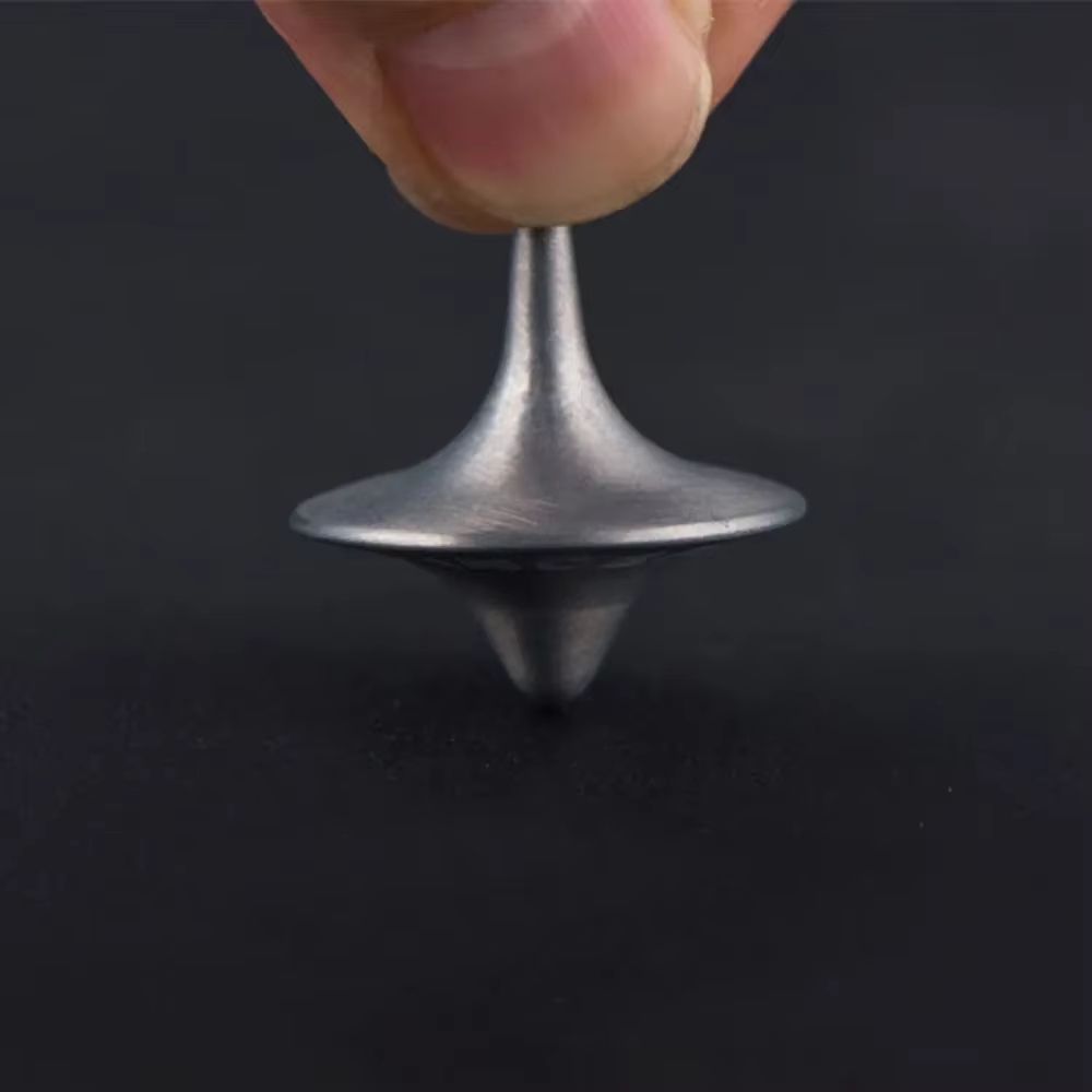 Metal Gyro Precision Silver Spinning Top With Movie Totem Print 7