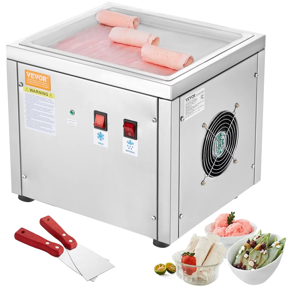 SucceBuy Rolled Ice Cream Maker With BuiltIn Compressor Stainless Steel Machine For Homemade Desser 0