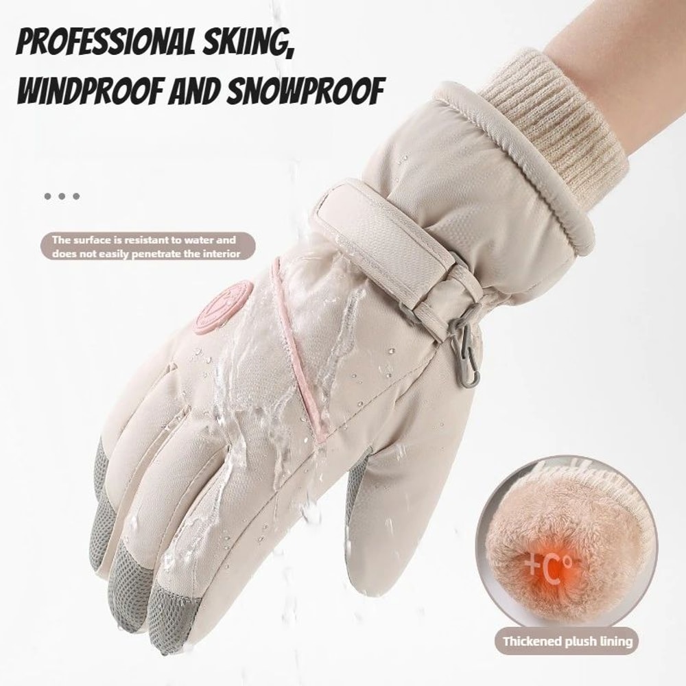 Womens Winter Skiing And Riding Gloves Thick Fleece Insulated ColdResistant Touchscreen Gloves 2