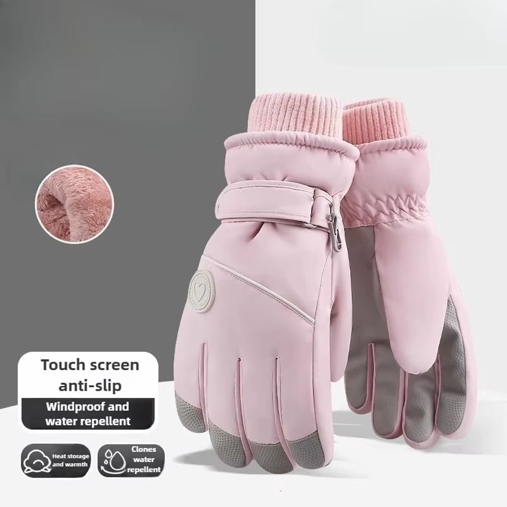 Womens Winter Skiing And Riding Gloves Thick Fleece Insulated ColdResistant Touchscreen Gloves 8