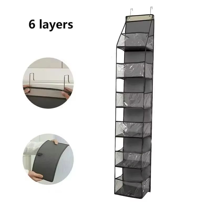 6Shelf Over The Door Hanging Pantry And Storage Organizer With Clear Plastic Pockets 6