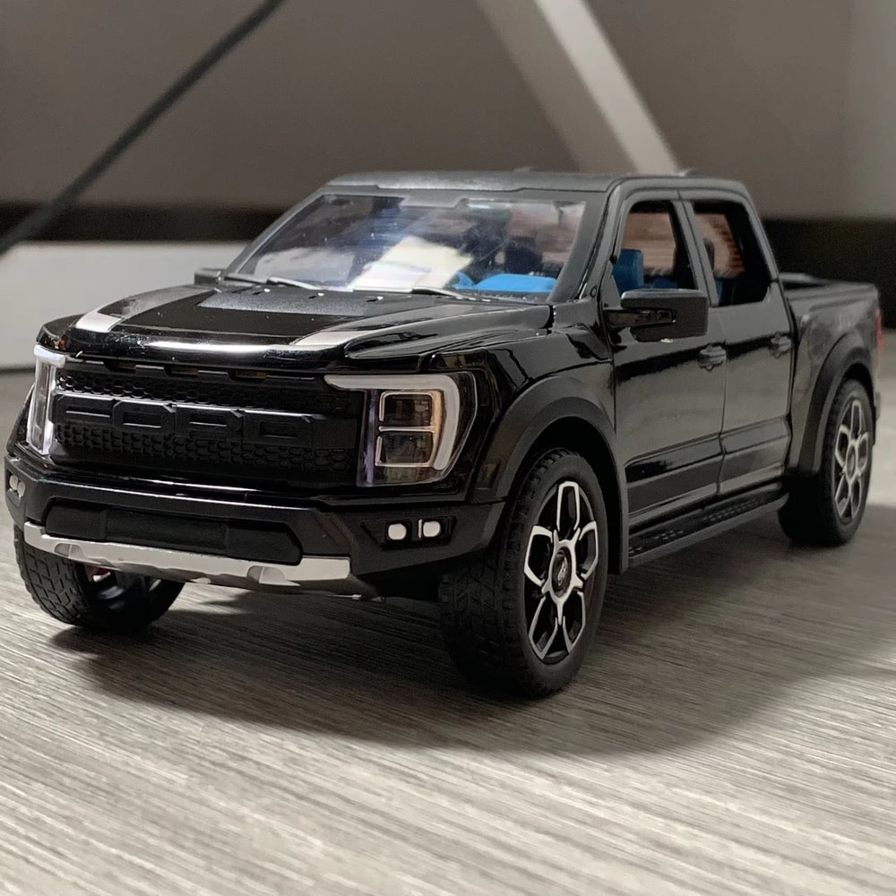 120 Ford Raptor F150 Diecast Truck Model With Opening Doors Pull Back Action Sound And Lights 1