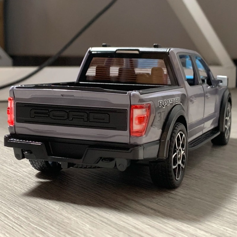 120 Ford Raptor F150 Diecast Truck Model With Opening Doors Pull Back Action Sound And Lights 3