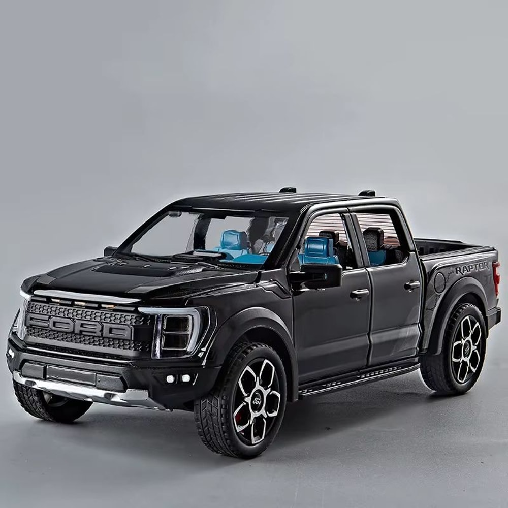 120 Ford Raptor F150 Diecast Truck Model With Opening Doors Pull Back Action Sound And Lights 6