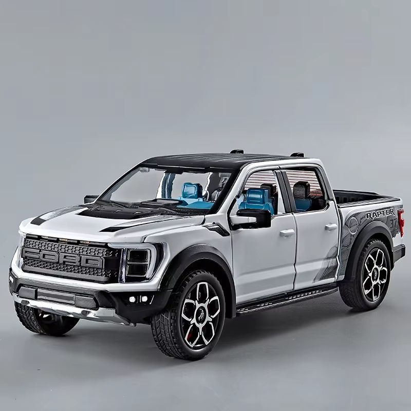120 Ford Raptor F150 Diecast Truck Model With Opening Doors Pull Back Action Sound And Lights 7