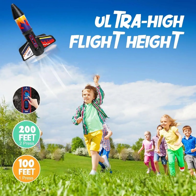 Motorized Air Rocket Launcher Toy With Parachute Kids Outdoor Flight Fun 3