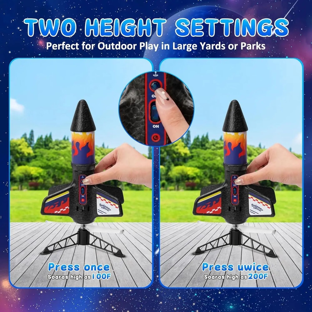 Motorized Air Rocket Launcher Toy With Parachute Kids Outdoor Flight Fun 4