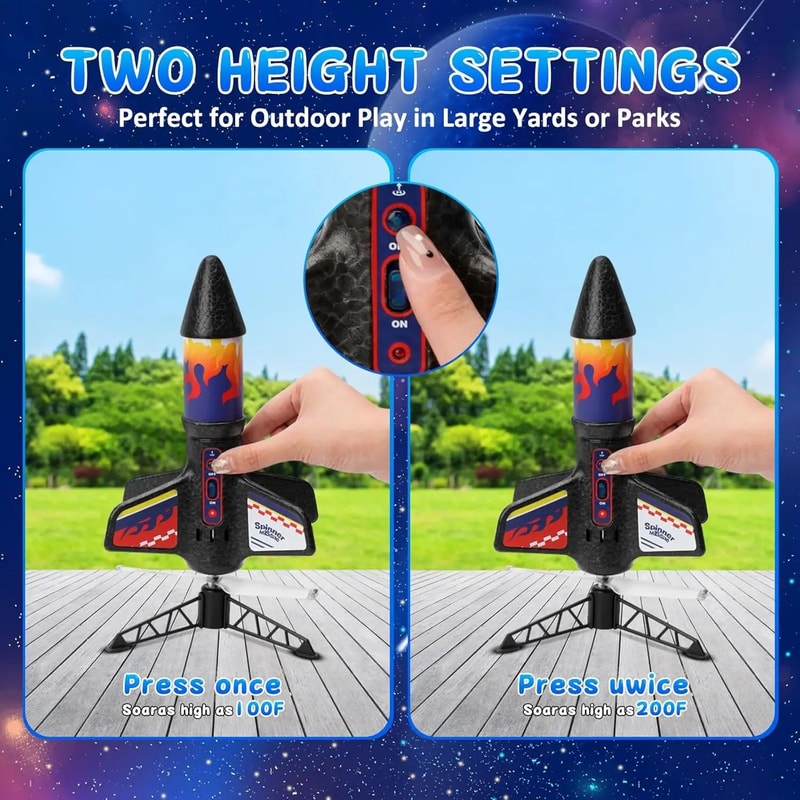 Motorized Air Rocket Launcher Toy With Parachute Kids Outdoor Flight Fun 4