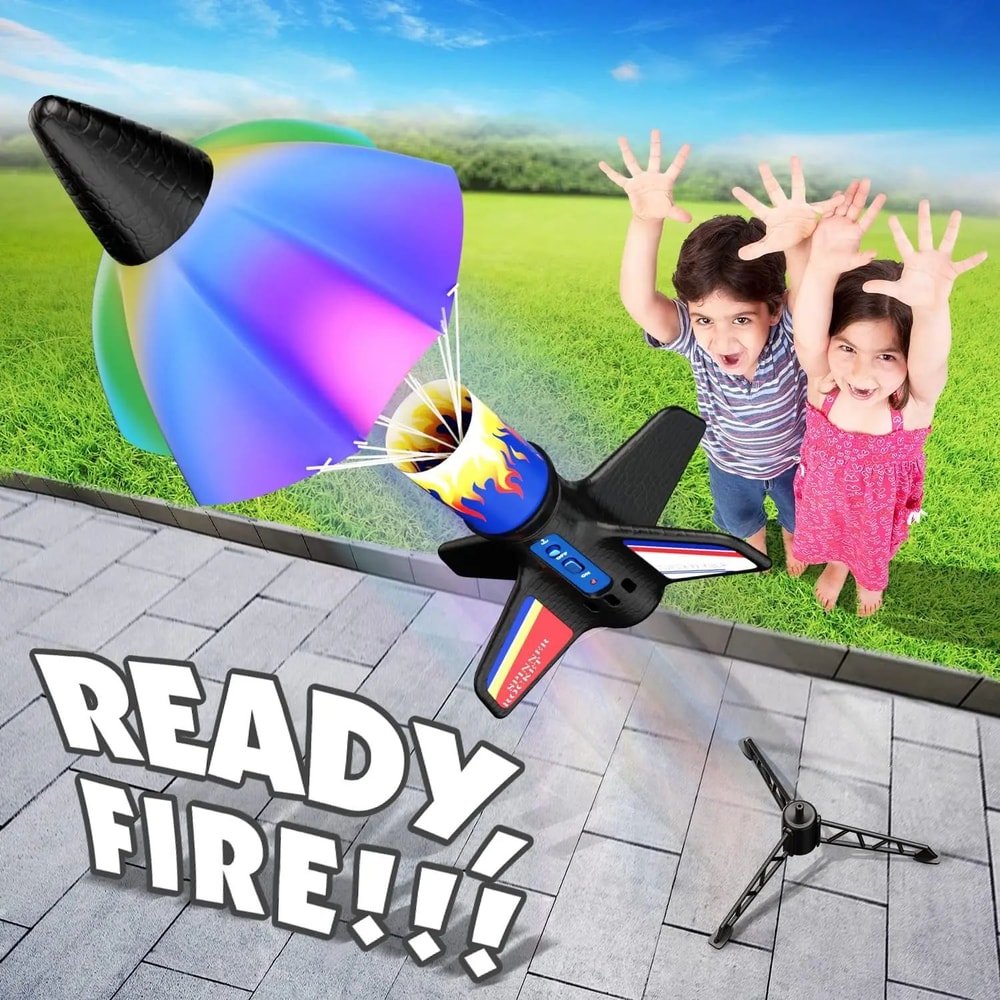 Motorized Air Rocket Launcher Toy With Parachute Kids Outdoor Flight Fun 5