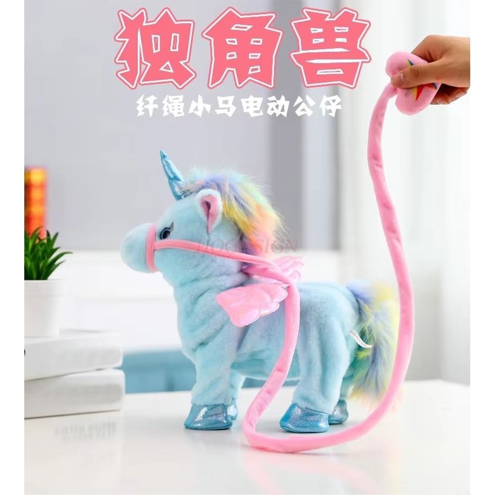 Walking And Singing Electric Plush Unicorn With Leading Rope For Kids 0