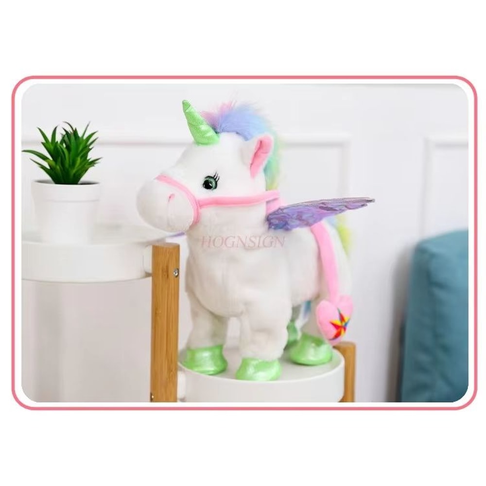 Walking And Singing Electric Plush Unicorn With Leading Rope For Kids 1