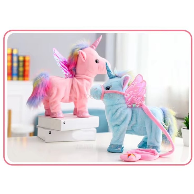 Walking And Singing Electric Plush Unicorn With Leading Rope For Kids 3