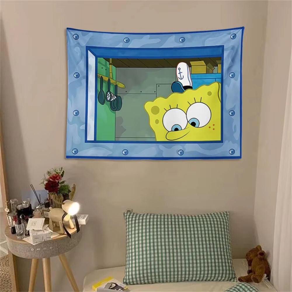 Potdemiel SpongeBob Octopus Brother Cartoon Hanging Tapestry For Bedroom Decor 1