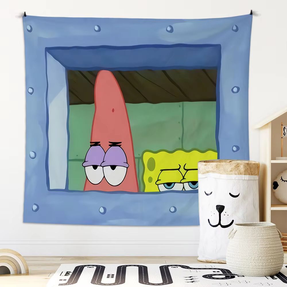 Potdemiel SpongeBob Octopus Brother Cartoon Hanging Tapestry For Bedroom Decor 2