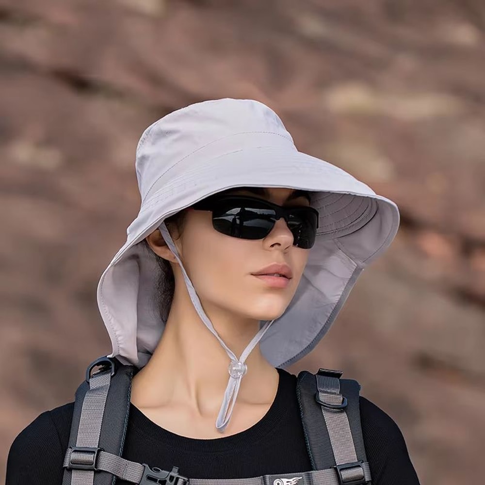 UPF 50 Wide Brim Sun Hat With Neck Flap For Women Outdoor Protection 3
