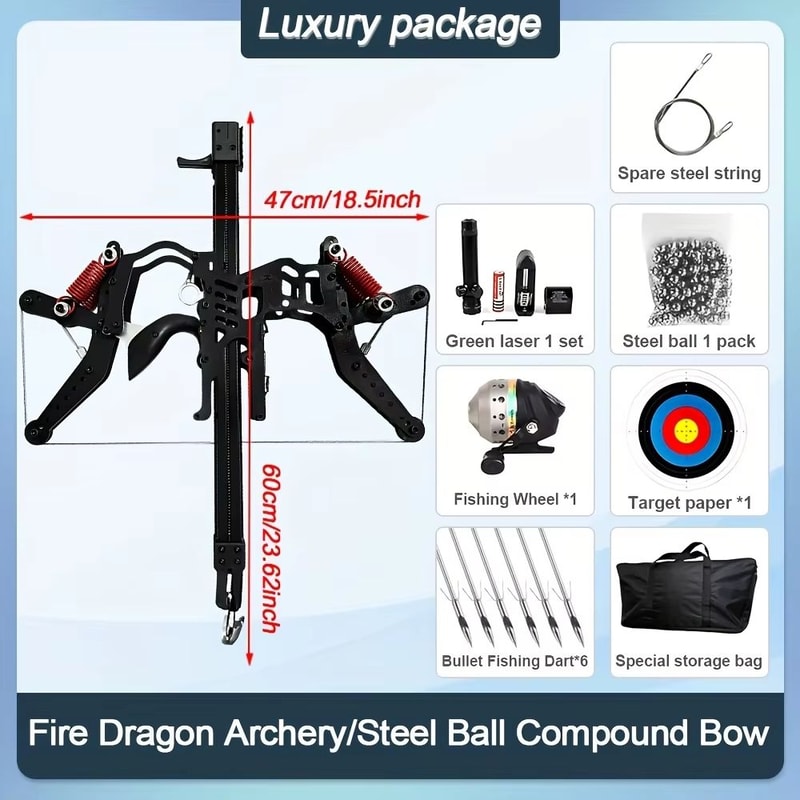 FireDragon DualUse Compound Bow With Reel And Sight Archery Outdoor Sport Set 6