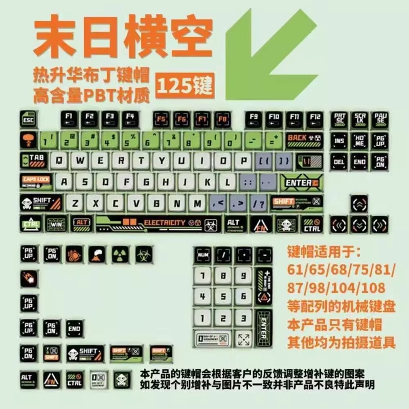Doomsday Crossing Translucent Pudding Keycaps 125Key Set For MX Switch Mechanical Keyboards 6