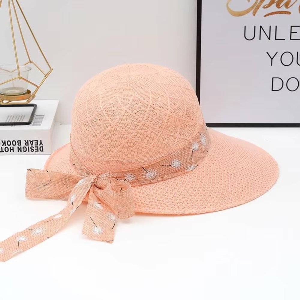 Wide Brim Straw Sun Hat With Bowknot Ribbon For Girls And Women 11