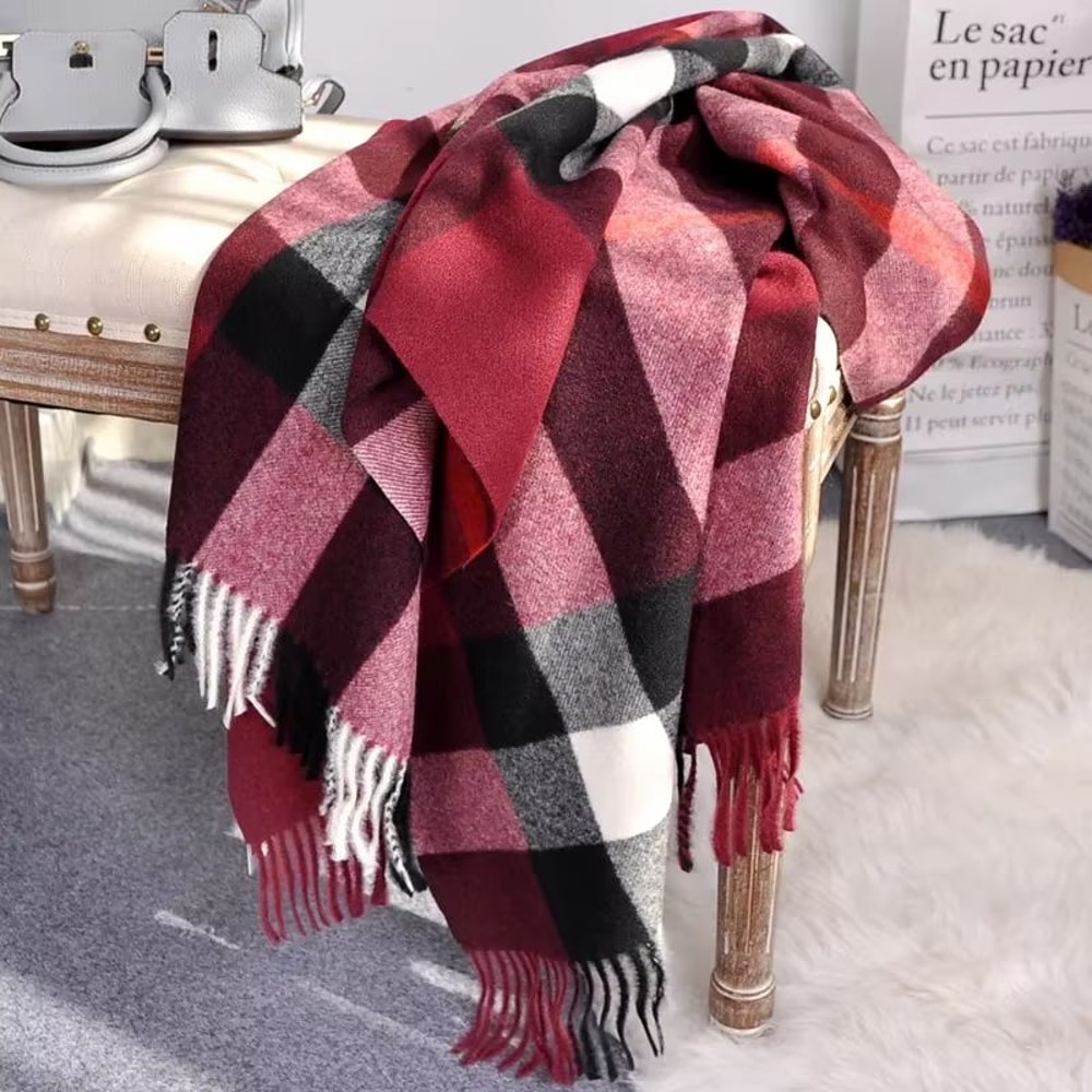 Plaid Winter Scarf For Women Luxury Warm Foulard Fashion Accessory 10