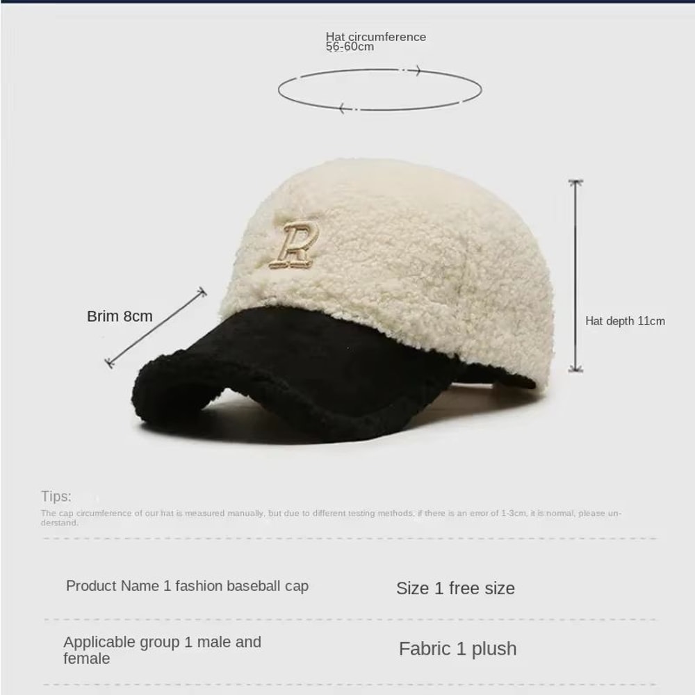 Trendy Lambswool Baseball Cap With Big Letter Embroidery For Winter Comfort 5