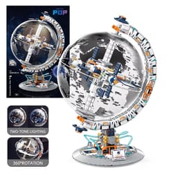 space station transparent globe building blocks high-tech construction toy for kids