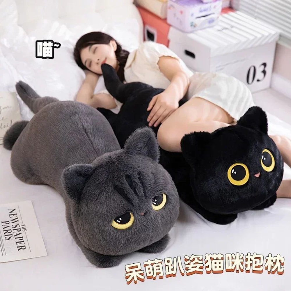 20in Black Cat Plush Pillow Cute Stuffed Animal Cushion For Kids And Cat Lovers 4