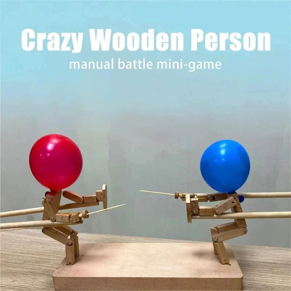 Balloon Bamboo Man Battle Wooden Party Game For 2 Players 2
