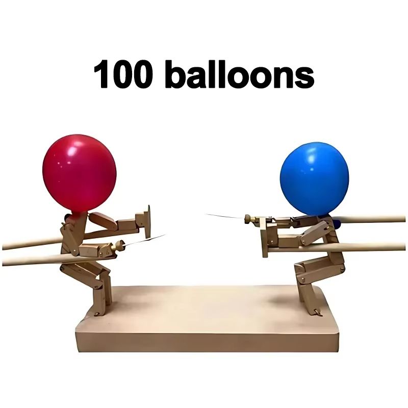 Balloon Bamboo Man Battle Wooden Party Game For 2 Players 6