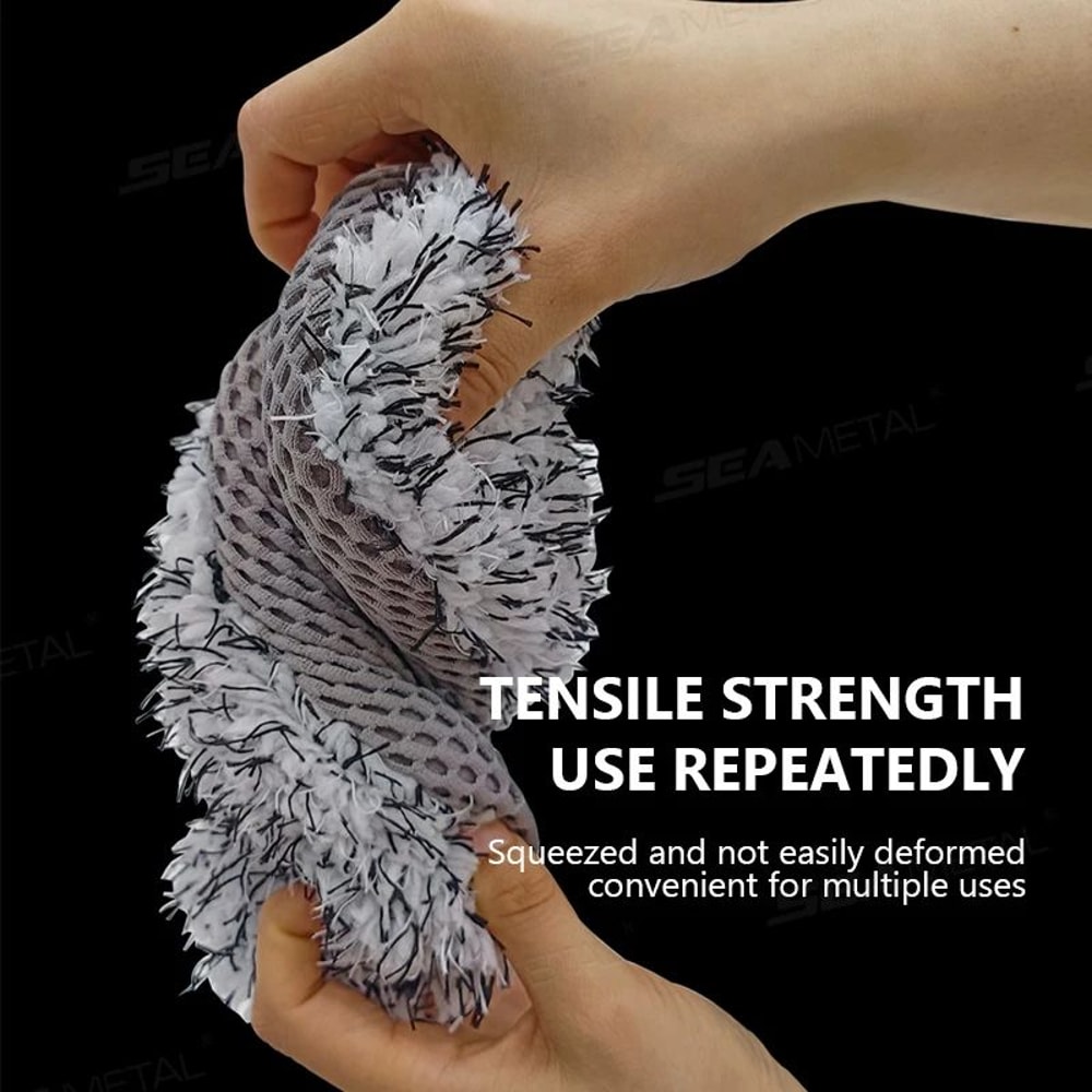 SEAMETAL TwoSided Microfiber Car Wash Sponge With Plush And Mesh Wheel Brush 3