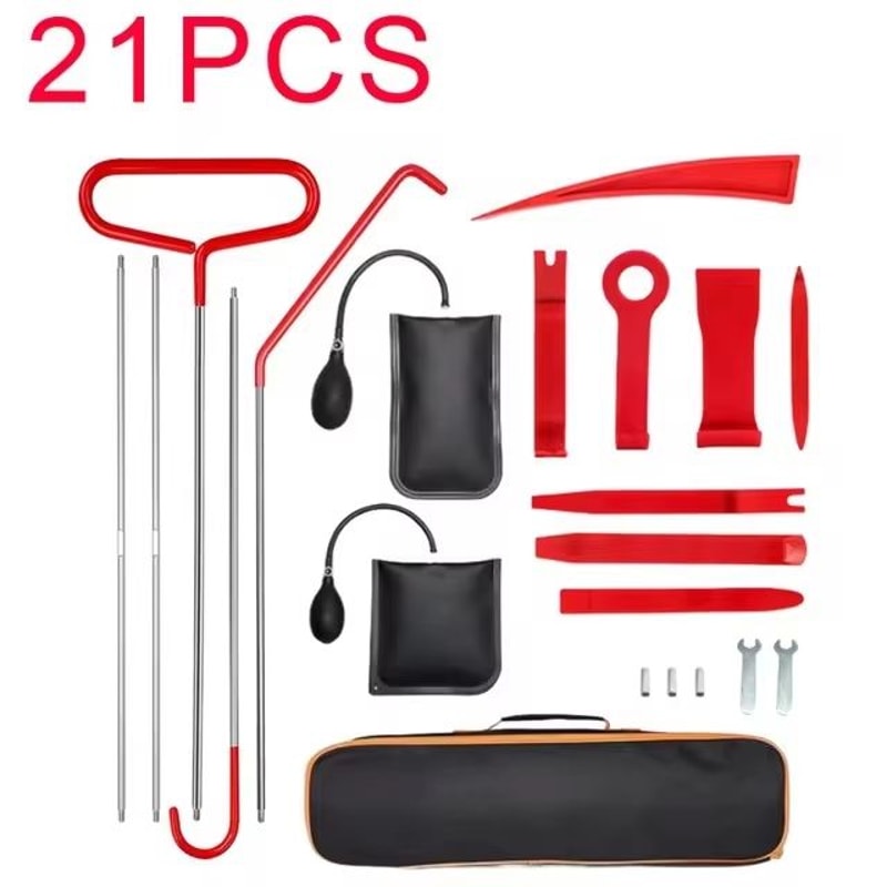 1821Piece Car Door Repair And Unlock Tool Kit With Inflatable Air Wedge And LongReach Gripper Tools 7