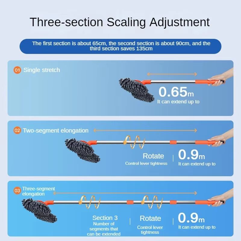 LEIBOO Telescopic Chenille Car Washer Mop With Double Brush Head For Exterior And Window Cleaning 2