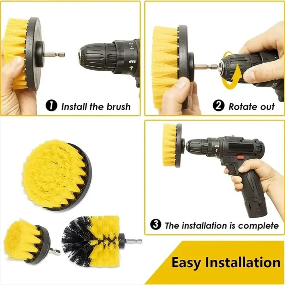 3Piece Drill Brush Power Scrubber Cleaning Tool Kit For Home And Auto Surfaces 1