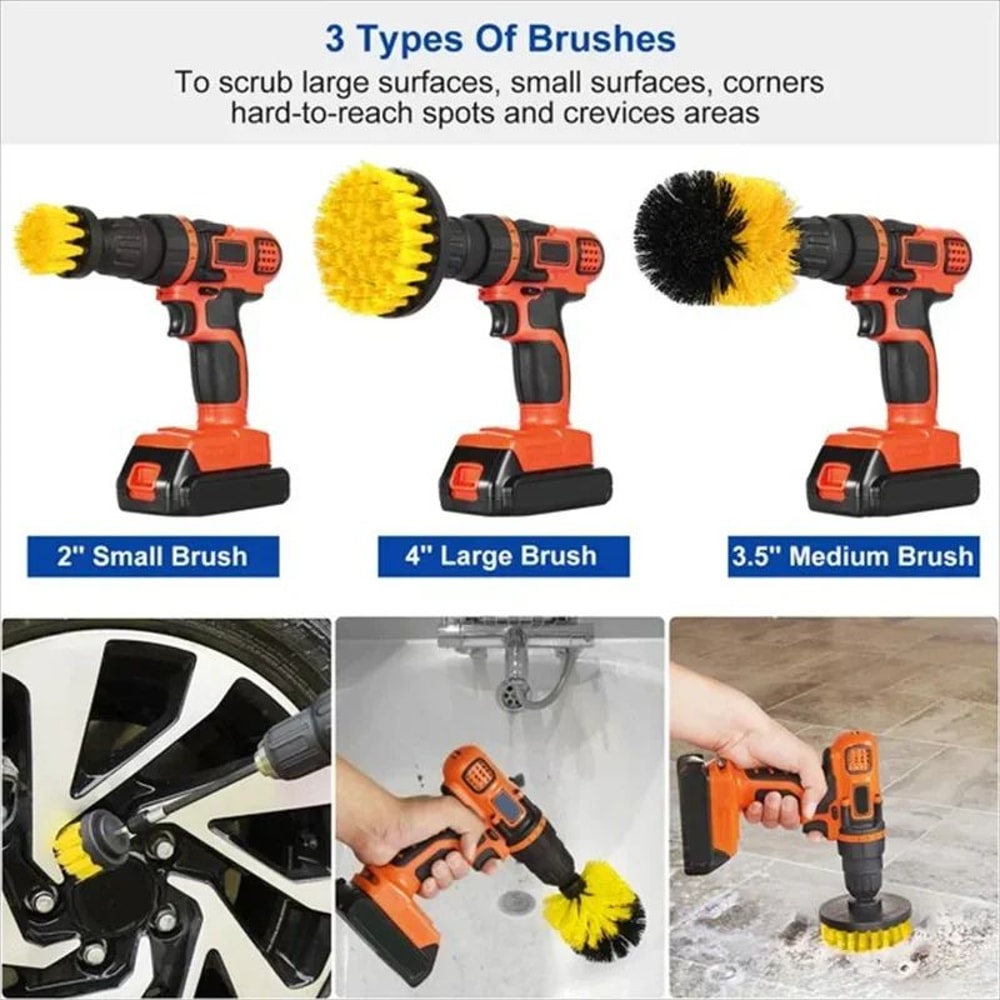 3Piece Drill Brush Power Scrubber Cleaning Tool Kit For Home And Auto Surfaces 2