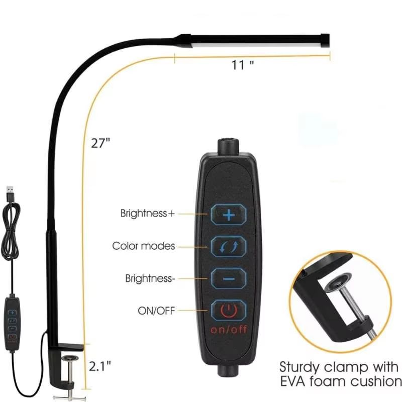 Dual Head LED ClipOn Desk Lamp With Remote And 5 Color Modes Adjustable Architectural Reading Ligh 6