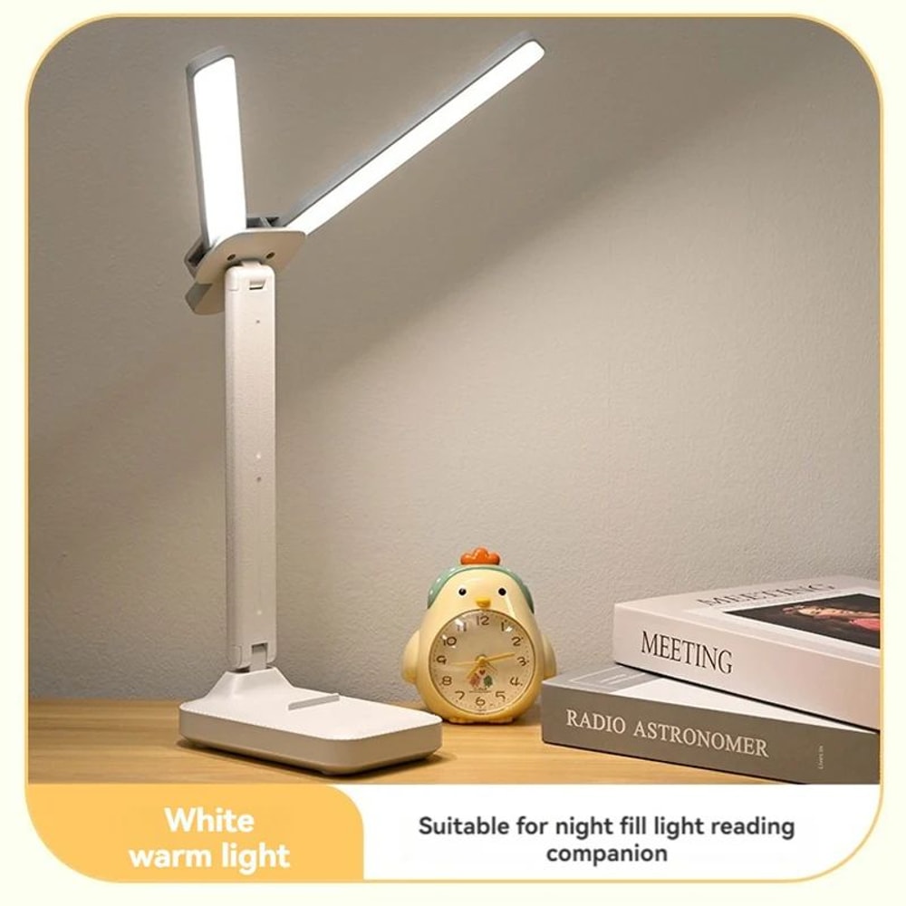 Foldable Dual Head LED Desk Lamp With USB Rechargeable Battery Dimmable Reading Night Light For B 3