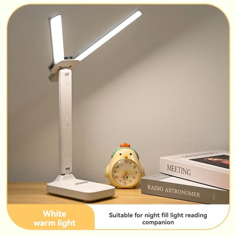 Foldable Dual Head LED Desk Lamp With USB Rechargeable Battery Dimmable Reading Night Light For B 3