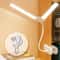 Flexible Dual Head USB Rechargeable LED Desk Lamp Eye Protection Light With 3 Color Modes 360 Rot 6