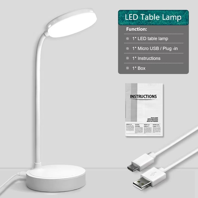 Flexible Dual Head USB Rechargeable LED Desk Lamp Eye Protection Light With 3 Color Modes 360 Rot 7