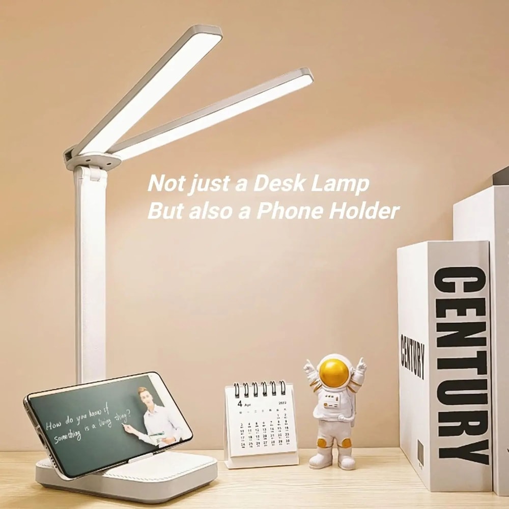 USB Rechargeable DualHead LED Desk Lamp Stepless Dimming Touch Night Light With EyeProtection Read 2