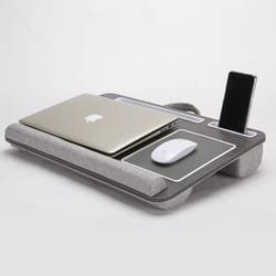 portable multi purpose laptop desk table with double groove anti slip bar & embedded mouse pad