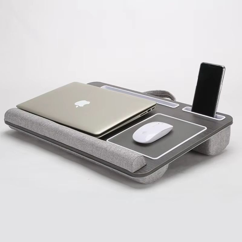 Portable Multi Purpose Laptop Desk Table With Double Groove Anti Slip Bar Embedded Mouse Pad 0