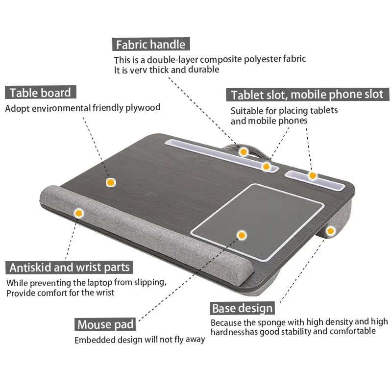 Portable Multi Purpose Laptop Desk Table With Double Groove Anti Slip Bar Embedded Mouse Pad 4