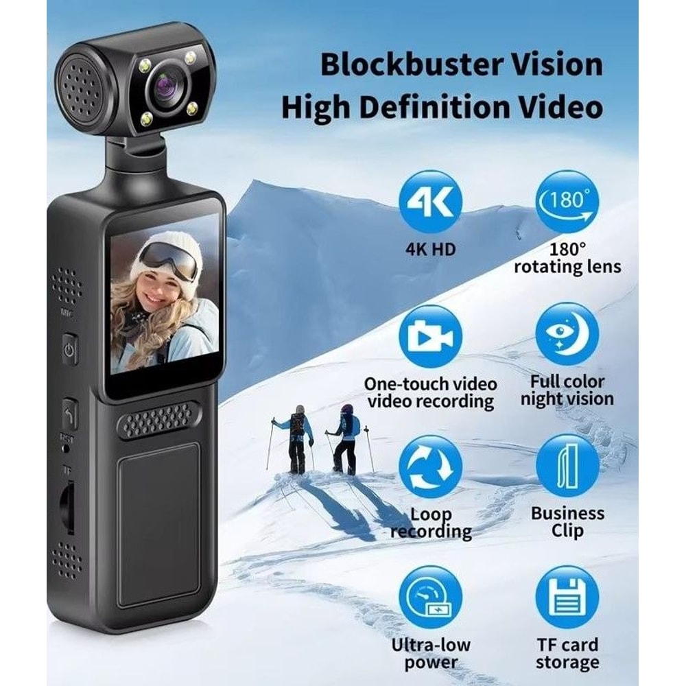 8K HD Pocket Camera 180 Rotating Mini Handheld Camera With Night Vision For Outdoor Sports Travel 1