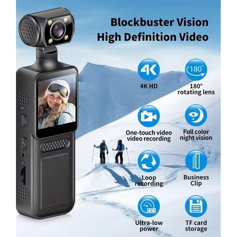 8K HD Pocket Camera 180 Rotating Mini Handheld Camera With Night Vision For Outdoor Sports Travel 1