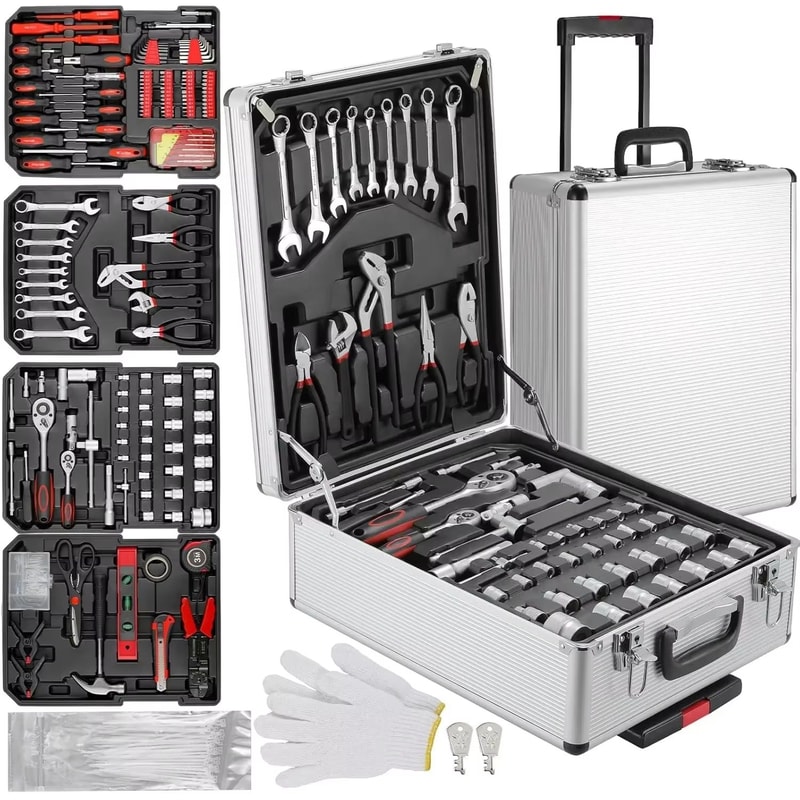 799 Piece Mechanic Tool Set With Rolling Aluminum Trolley Case Wrenches And Socket Wrench Set For H 0