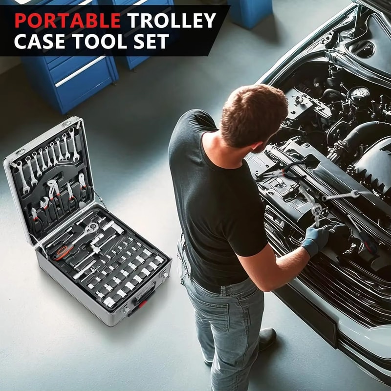 799 Piece Mechanic Tool Set With Rolling Aluminum Trolley Case Wrenches And Socket Wrench Set For H 4