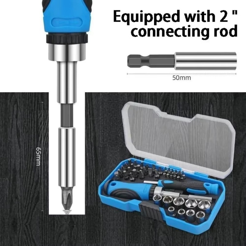 Interchangeable Screwdriver Set With Ratchet Handle Slotted Phillips And Torx Bits For Household Re 5