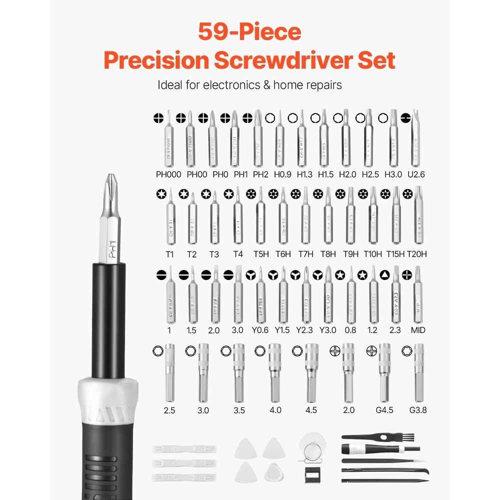 59Piece Precision Screwdriver Set With Tweezers And MultiBits Mini Electronics Repair Toolkit For 1